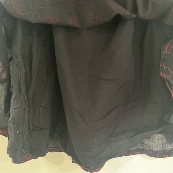 Threads Vintage Woman’s Sz M Strapless Babydoll Dress Black w/ Red Floral - Picture 8 of 14